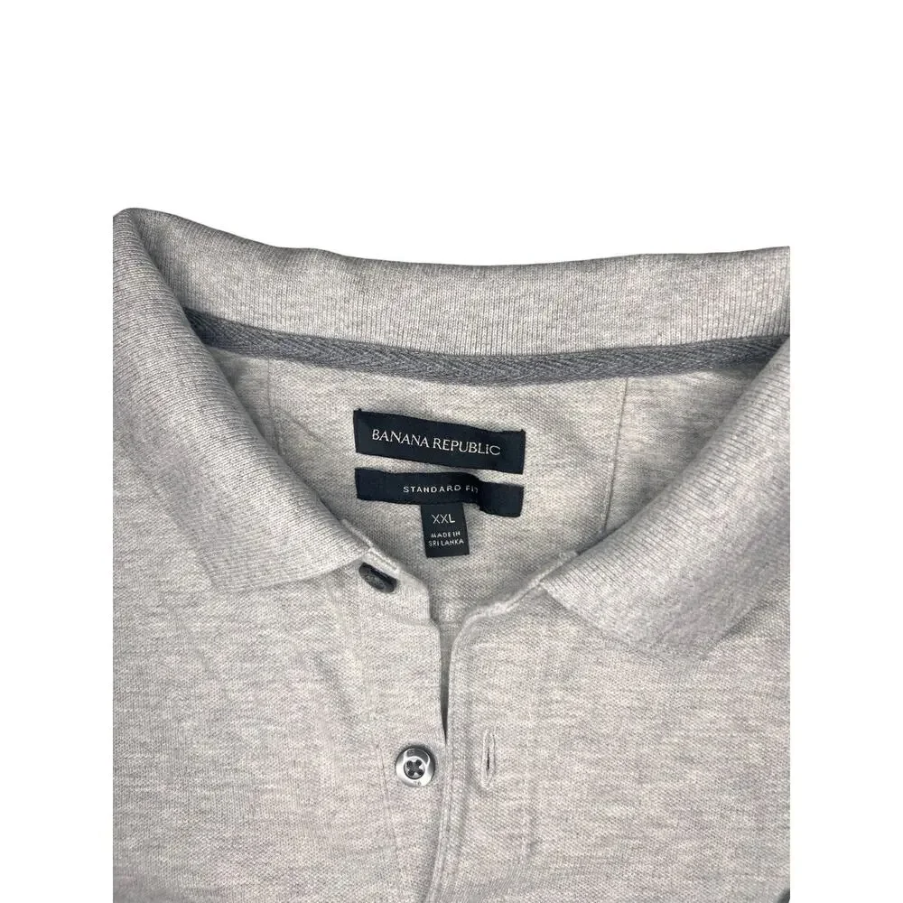BANANA REPUBLIC Polo Shirt, Gray, Stretch, Standard Fit| Men’s: XXL